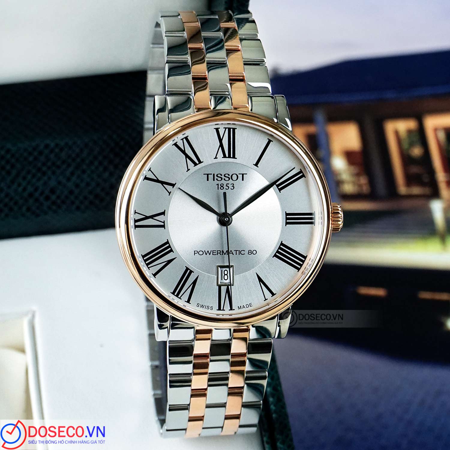 Tissot Carson Premium Powermatic 80 White Dial Two Tone Steel Strap Watch For Men - T122.407.22.031.01